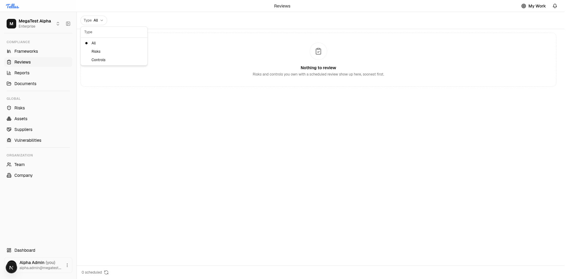 The Type filter scoping the queue