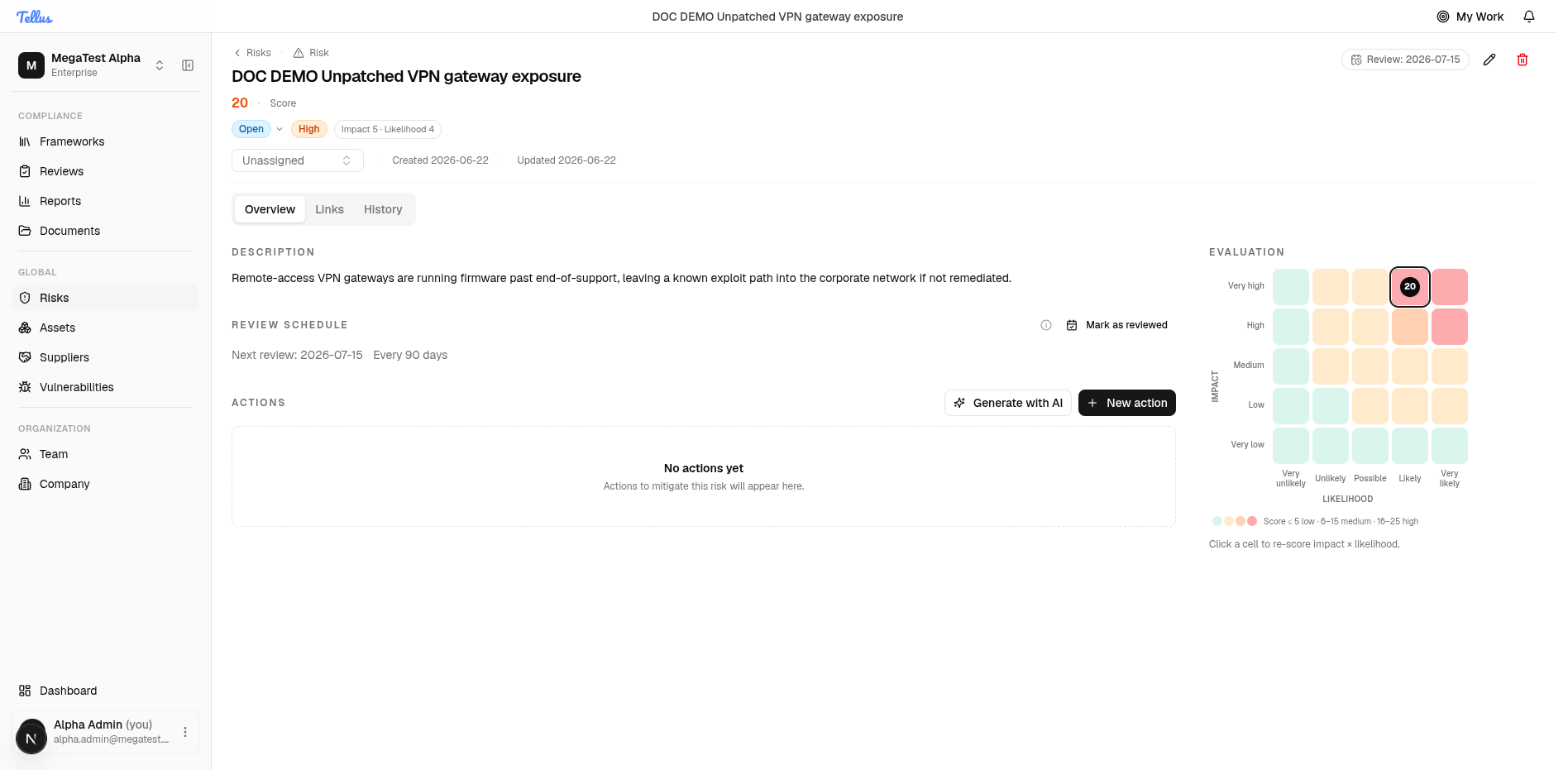 The Overview tab after a recurring review is scheduled